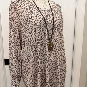 Adrianna Papell Black and Pink Floral Blouse